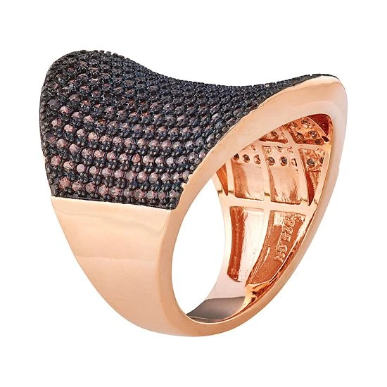 Designs By Gioelli Sterling Silver Mocha Cubic Zirconia Concave Ring 4 Designs By Gioelli Sterling Silver Mocha Cubic Zirconia Concave Ring - Image 2