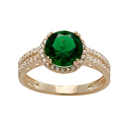 Designs By Gioelli 10k Gold Simulated Emerald & Lab-Created White Sapphire Halo Ring 3 Designs By Gioelli 10k Gold Simulated Emerald & Lab-Created White Sapphire Halo Ring