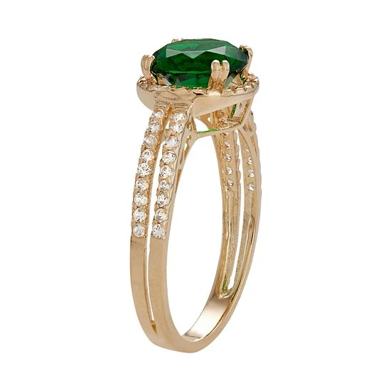 Designs By Gioelli 10k Gold Simulated Emerald & Lab-Created White Sapphire Halo Ring 4 Designs By Gioelli 10k Gold Simulated Emerald & Lab-Created White Sapphire Halo Ring - Image 2