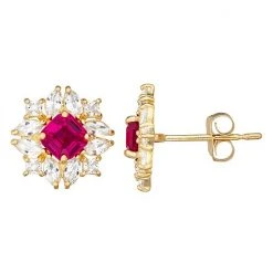 Designs By Gioelli 10k Gold Lab-Created Ruby & Lab-Created White Sapphire Stud Earrings