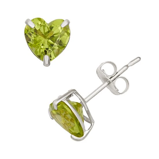 Designs By Gioelli Peridot 10k White Gold Heart Stud Earrings 3 Designs By Gioelli Peridot 10k White Gold Heart Stud Earrings
