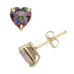 Designs By Gioelli Mystic Topaz 10k Gold Heart Stud Earrings