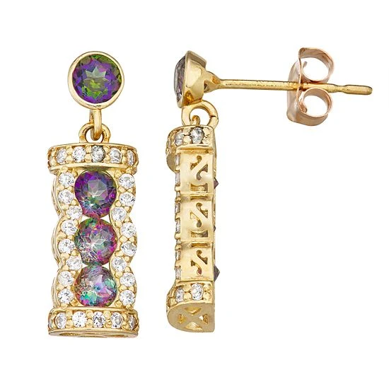 Designs By Gioelli 10k Gold Gemstone Dangle Earrings Mystic Topaz 5 Designs By Gioelli 10k Gold Gemstone Dangle Earrings Mystic Topaz - Image 3