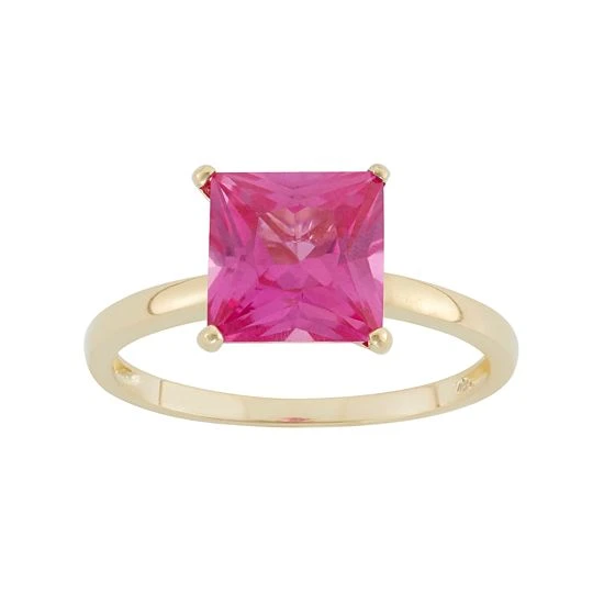 Designs By Gioelli Lab-Created Pink Sapphire 10k Gold Ring 3 Designs By Gioelli Lab-Created Pink Sapphire 10k Gold Ring