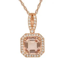 Designs By Gioelli 14k Rose Gold Over Silver Simulated Morganite And Lab-Created White Sapphire Octagonal Halo Pendant