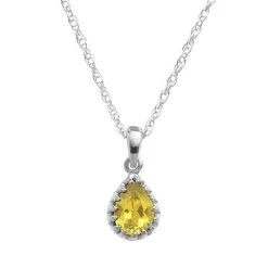 Designs By Gioelli Sterling Silver Citrine Teardrop Pendant