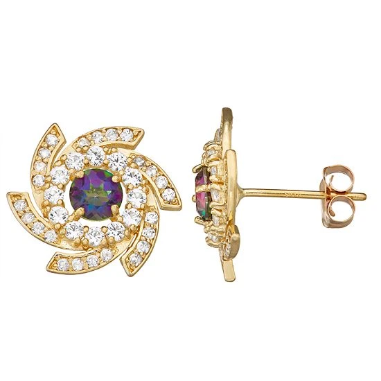 Designs By Gioelli 10k Gold Gemstone Swirl Stud Earrings Created Blue Sapphire 4 Designs By Gioelli 10k Gold Gemstone Swirl Stud Earrings Created Blue Sapphire - Image 2