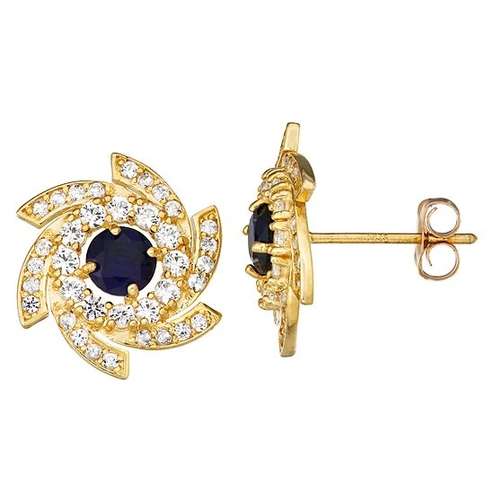 Designs By Gioelli 10k Gold Gemstone Swirl Stud Earrings Created Blue Sapphire 7 Designs By Gioelli 10k Gold Gemstone Swirl Stud Earrings Created Blue Sapphire - Image 5