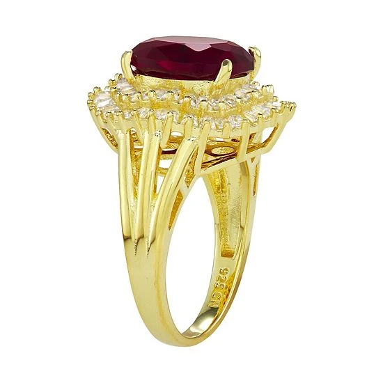 Designs By Gioelli 14k Gold Plated Silver Simulated Garnet Oval Halo Ring 4 Designs By Gioelli 14k Gold Plated Silver Simulated Garnet Oval Halo Ring - Image 2