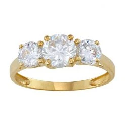 Designs By Gioelli 10k Gold Cubic Zirconia 3-Stone Ring Yellow