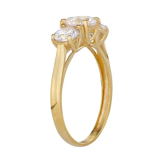 Designs By Gioelli 10k Gold Cubic Zirconia 3-Stone Ring Yellow 4 Designs By Gioelli 10k Gold Cubic Zirconia 3-Stone Ring Yellow - Image 2