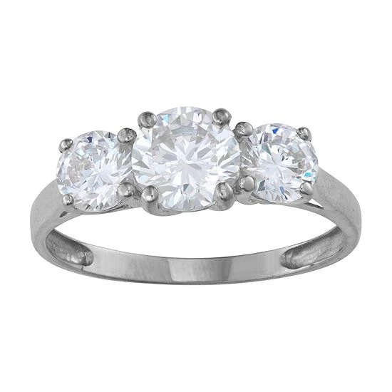 Designs By Gioelli 10k Gold Cubic Zirconia 3-Stone Ring Yellow 6 Designs By Gioelli 10k Gold Cubic Zirconia 3-Stone Ring Yellow - Image 4