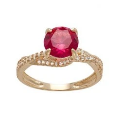 Designs By Gioelli 10k Gold Lab-Created Ruby & White Sapphire Crisscross Ring