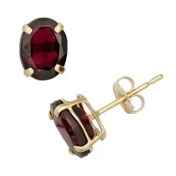 Designs By Gioelli Garnet 10k Gold Oval Stud Earrings