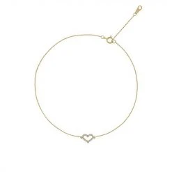 Designs By Gioelli 14k Gold Cubic Zirconia Heart Anklet