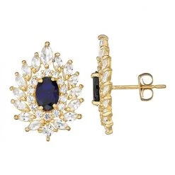 Designs By Gioelli 10k Gold Gemstone Oval Fireburst Stud Earrings Created White Sapphire -Designs by Gioelli Shop unnamed file 1401