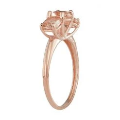Alternative view of Designs By Gioelli 10k Rose Gold Simulated Morganite 3-Stone Ring