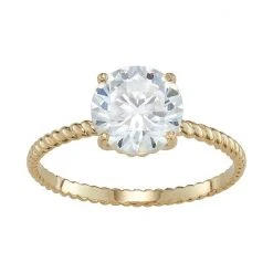 Designs By Gioelli 10k Gold Braided Band Cubic Zirconia Solitaire Engagement Ring