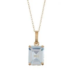 Designs By Gioelli 10k Gold Lab-Created Aquamarine Rectangle Pendant Necklace