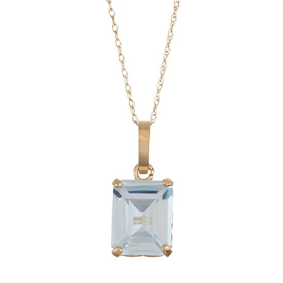 Designs By Gioelli 10k Gold Lab-Created Aquamarine Rectangle Pendant Necklace 3 Designs By Gioelli 10k Gold Lab-Created Aquamarine Rectangle Pendant Necklace