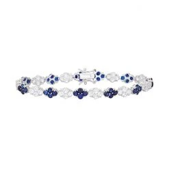 Designs By Gioelli Sterling Silver Lab-Created Blue & White Sapphire Flower Tennis Bracelet