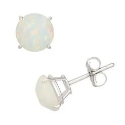 Designs By Gioelli Lab-Created Opal 10k White Gold Stud Earrings
