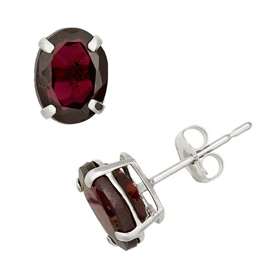 Designs By Gioelli Garnet 10k White Gold Oval Stud Earrings 3 Designs By Gioelli Garnet 10k White Gold Oval Stud Earrings
