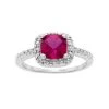 Designs By Gioelli Sterling Silver Lab-Created Ruby And Diamond Accent Square Halo Ring