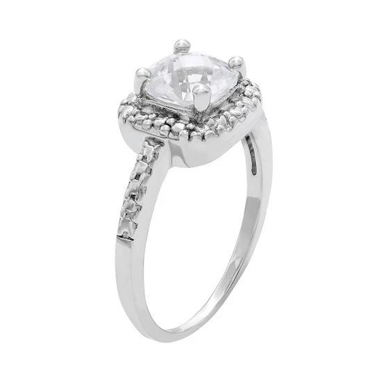 Designs By Gioelli Sterling Silver Lab-Created White Sapphire And Diamond Accent Square Halo Ring 4 Designs By Gioelli Sterling Silver Lab-Created White Sapphire And Diamond Accent Square Halo Ring - Image 2