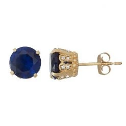 Designs By Gioelli 10k Gold Lab-Created Sapphire & Diamond Stud Earrings
