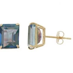 Designs By Gioelli 10k Gold Mystic Topaz Emerald Cut Solitaire Stud Earrings