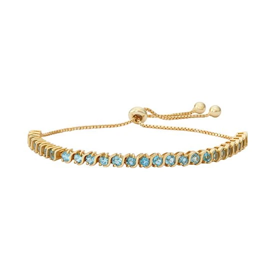Designs By Gioelli 14k Gold Over Silver Blue Topaz S-Link Lariat Bracelet 3 Designs By Gioelli 14k Gold Over Silver Blue Topaz S-Link Lariat Bracelet