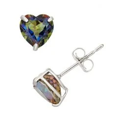 Designs By Gioelli Mystic Topaz 10k White Gold Heart Stud Earrings