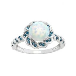 Designs By Gioelli Lab-Created Opal And Blue Topaz Sterling Silver Flower Ring