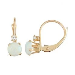 Designs By Gioelli 10k Gold Round-Cut Lab-Created Opal & White Zircon Leverback Earrings