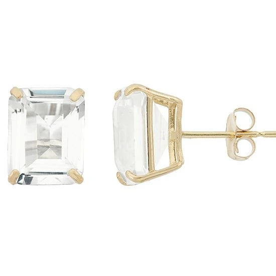 Designs By Gioelli 10k Gold Lab-Created White Sapphire Emerald Cut Solitaire Stud Earrings 3 Designs By Gioelli 10k Gold Lab-Created White Sapphire Emerald Cut Solitaire Stud Earrings