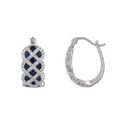 Designs By Gioelli Sterling Silver Lab-Created Sapphire Hoop Earrings