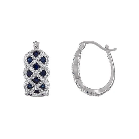 Designs By Gioelli Sterling Silver Lab-Created Sapphire Hoop Earrings 3 Designs By Gioelli Sterling Silver Lab-Created Sapphire Hoop Earrings