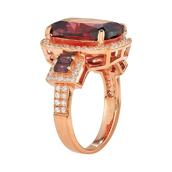 Designs By Gioelli Rose Gold Tone Sterling Silver Smoky Cubic Zirconia Halo Ring 4 Designs By Gioelli Rose Gold Tone Sterling Silver Smoky Cubic Zirconia Halo Ring - Image 2