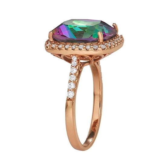 Designs By Gioelli 14k Rose Gold Over Silver Simulated Gemstone Ring London Blue Topaz 4 Designs By Gioelli 14k Rose Gold Over Silver Simulated Gemstone Ring London Blue Topaz - Image 2