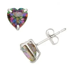 Designs By Gioelli Mystic Topaz 10k White Gold Heart Stud Earrings