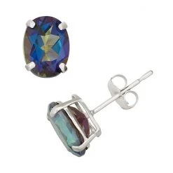 Designs By Gioelli Mystic Topaz 10k White Gold Oval Stud Earrings