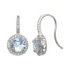 Designs By Gioelli Sterling Silver Lab-Created Aquamarine And Lab-Created White Sapphire Halo Drop Earrings