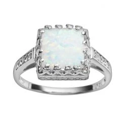 Designs By Gioelli Sterling Silver Lab-Created Opal And Lab-Created White Sapphire Crown Ring