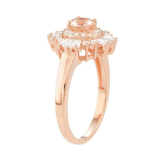 Designs By Gioelli 14k Rose Gold Over Silver Simulated Morganite & Cubic Zirconia Halo Ring 4 Designs By Gioelli 14k Rose Gold Over Silver Simulated Morganite & Cubic Zirconia Halo Ring - Image 2