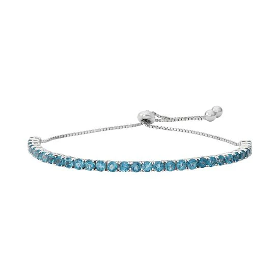 Designs By Gioelli Sterling Silver Blue Topaz Lariat Bracelet 3 Designs By Gioelli Sterling Silver Blue Topaz Lariat Bracelet