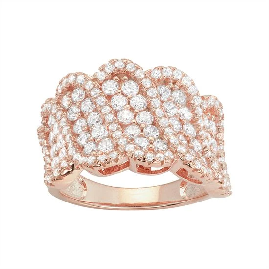 Designs By Gioelli 14k Rose Gold Over Silver Cubic Zirconia Wave Ring 3 Designs By Gioelli 14k Rose Gold Over Silver Cubic Zirconia Wave Ring