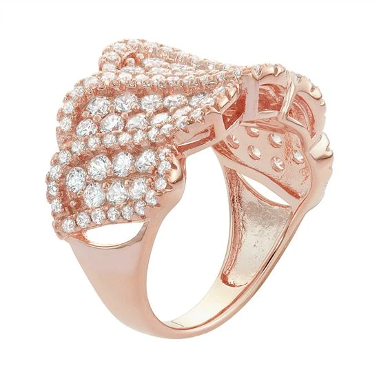 Designs By Gioelli 14k Rose Gold Over Silver Cubic Zirconia Wave Ring 4 Designs By Gioelli 14k Rose Gold Over Silver Cubic Zirconia Wave Ring - Image 2