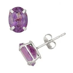 Designs By Gioelli Amethyst 10k White Gold Oval Stud Earrings