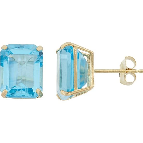 Designs By Gioelli 10k Gold Swiss Blue Topaz Emerald Cut Solitaire Stud Earrings 3 Designs By Gioelli 10k Gold Swiss Blue Topaz Emerald Cut Solitaire Stud Earrings